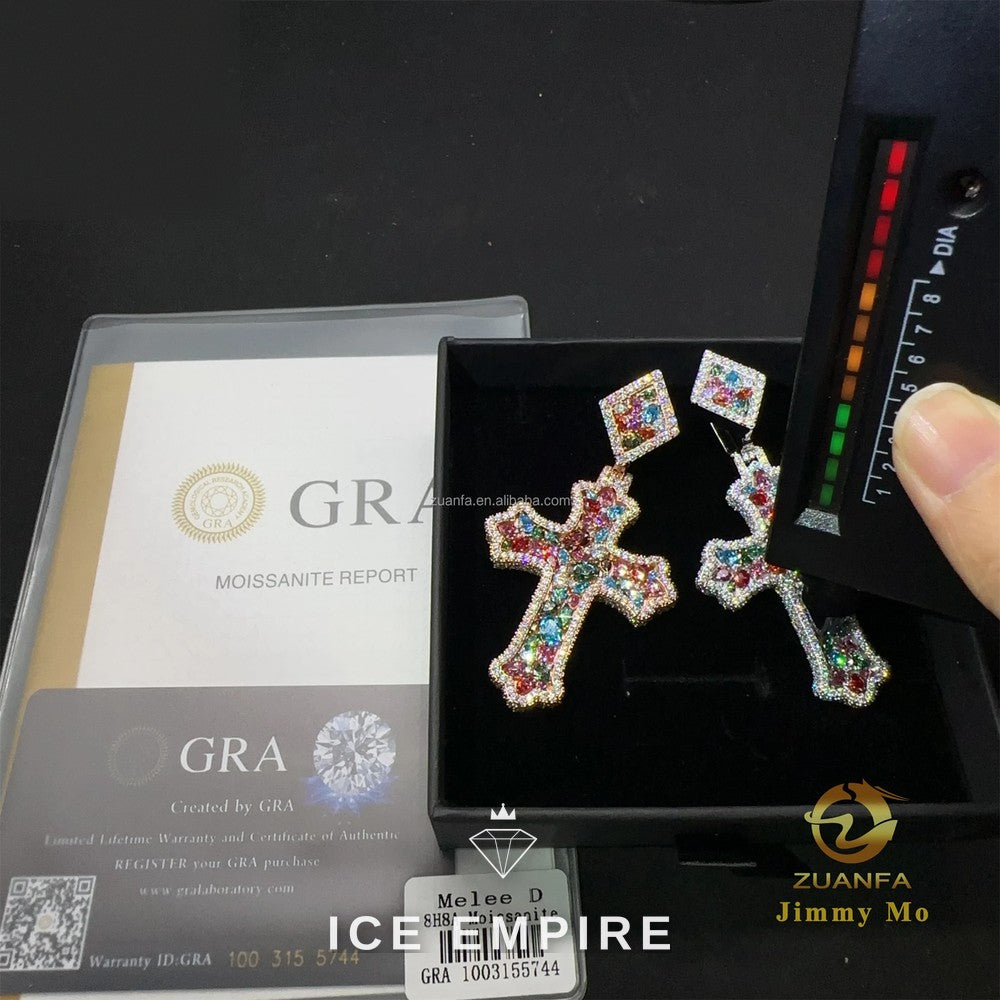 Iced Out Cross 925 Silver Pendant