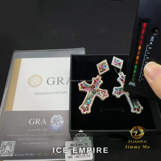 Iced Out Cross 925 Silver Pendant