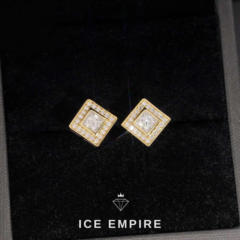 Iced Out 925 Silver Moissanite Stud Earrings