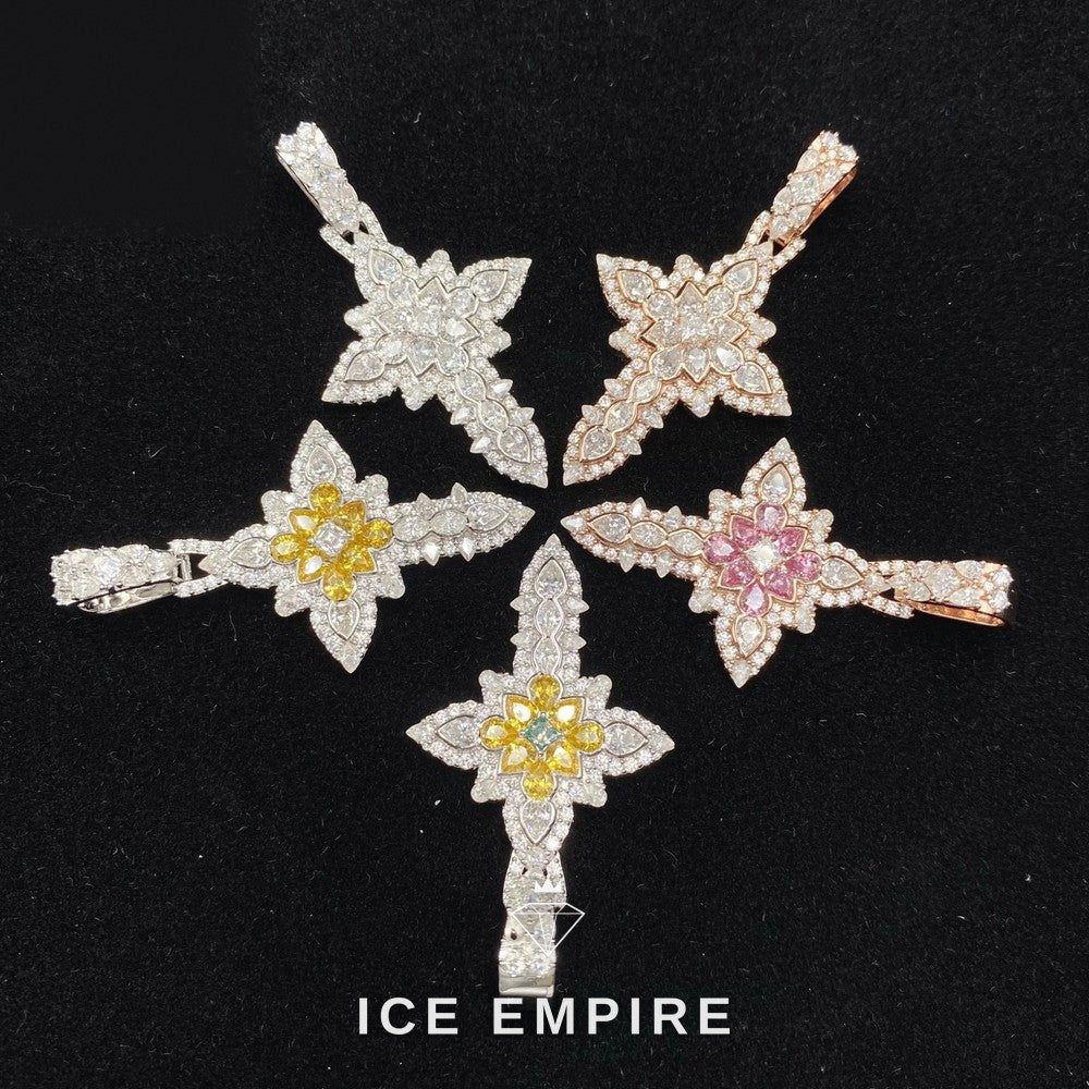 Iced Out Cross 925 Silver Moissanite Pendant