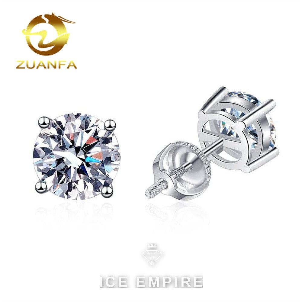 Iced Out 925 Silver Moissanite Stud Earrings
