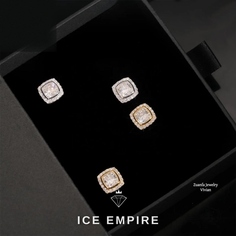 Iced Out 925 Silver Moissanite Stud Earrings