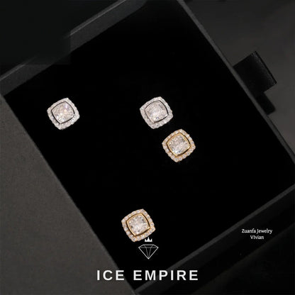 Iced Out 925 Silver Moissanite Stud Earrings