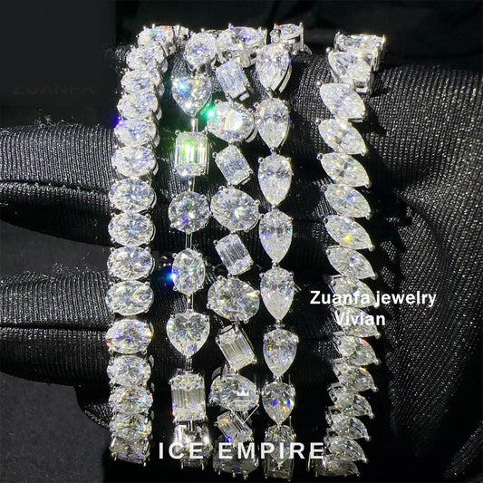 Iced Out 925 Silver Moissanite Tennis Chain