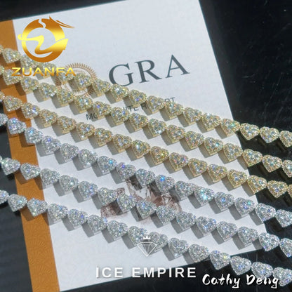 Iced Out Heart Rose Gold Plated Moissanite Cuban Chain