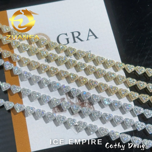 Iced Out Heart Rose Gold Plated Moissanite Cuban Chain