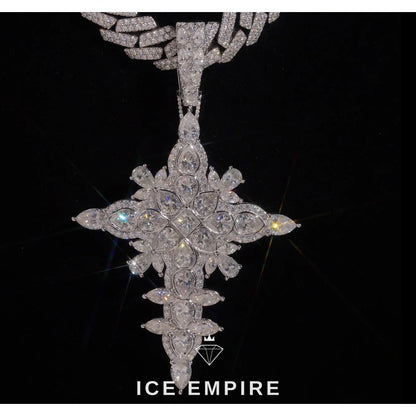 Iced Out Cross 925 Silver Moissanite Pendant