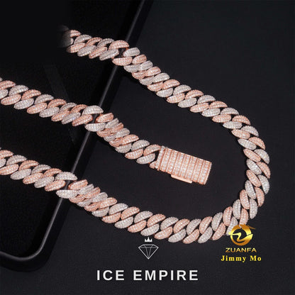 Iced Out Rose Gold Moissanite Cuban Chain