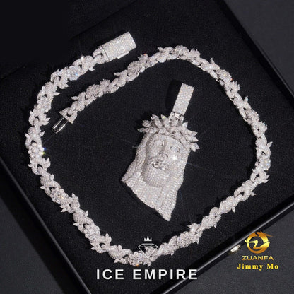 Iced Out 925 Silver Moissanite Cuban Chain