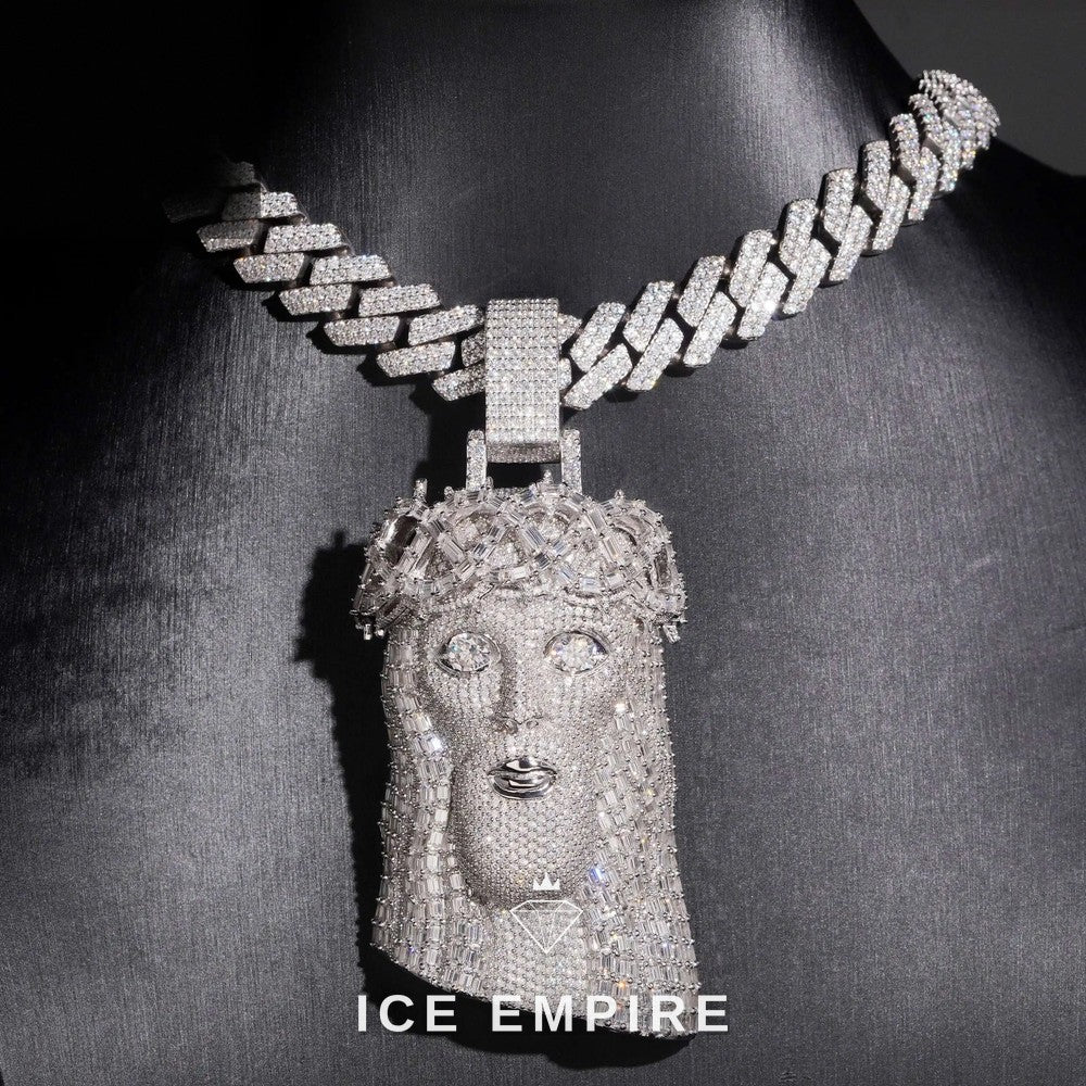 Iced Out Baguette 925 Silver Moissanite Pendant