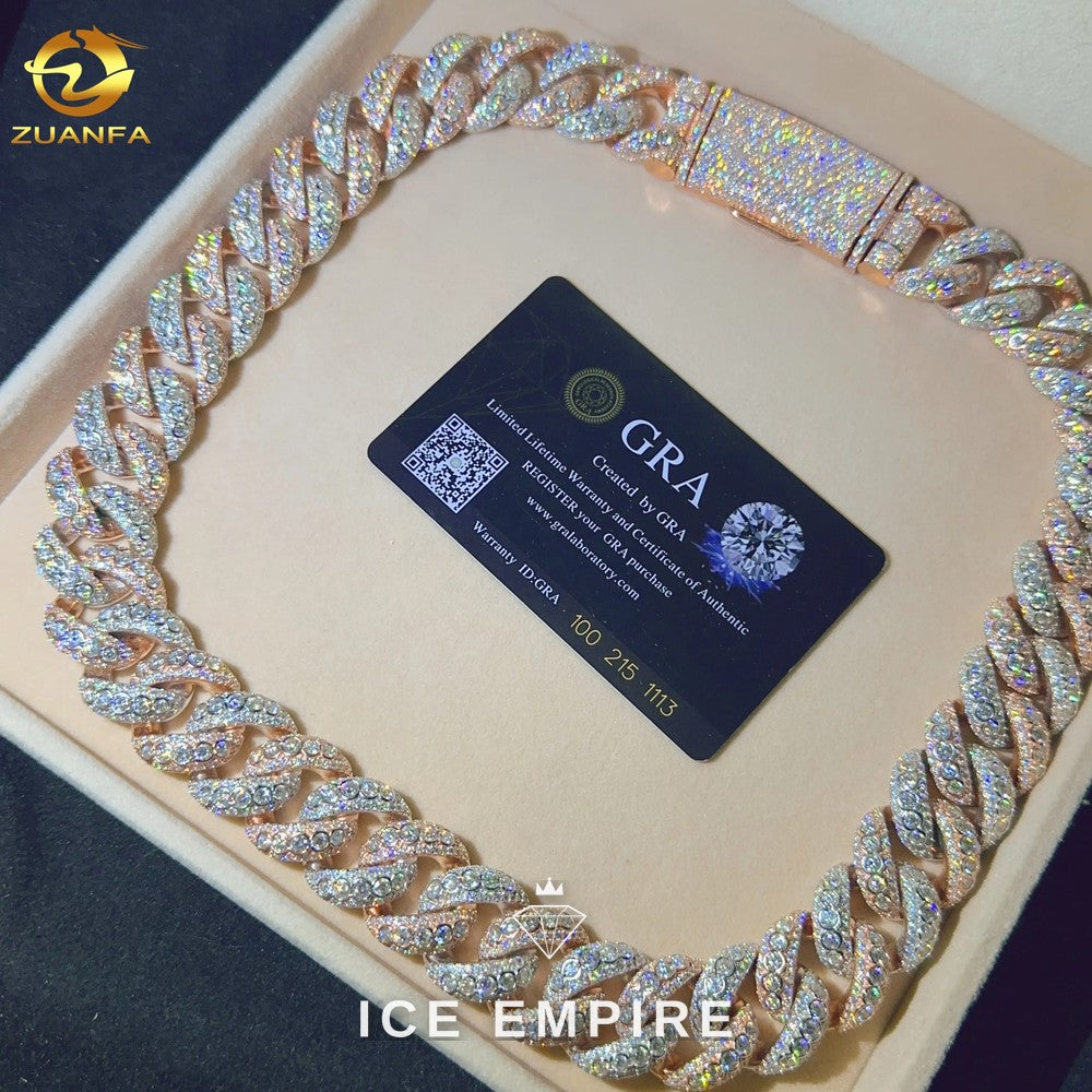 Iced Out Rose Gold Plated Moissanite Cuban Chain