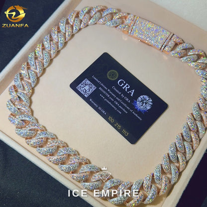 Iced Out Rose Gold Plated Moissanite Cuban Chain