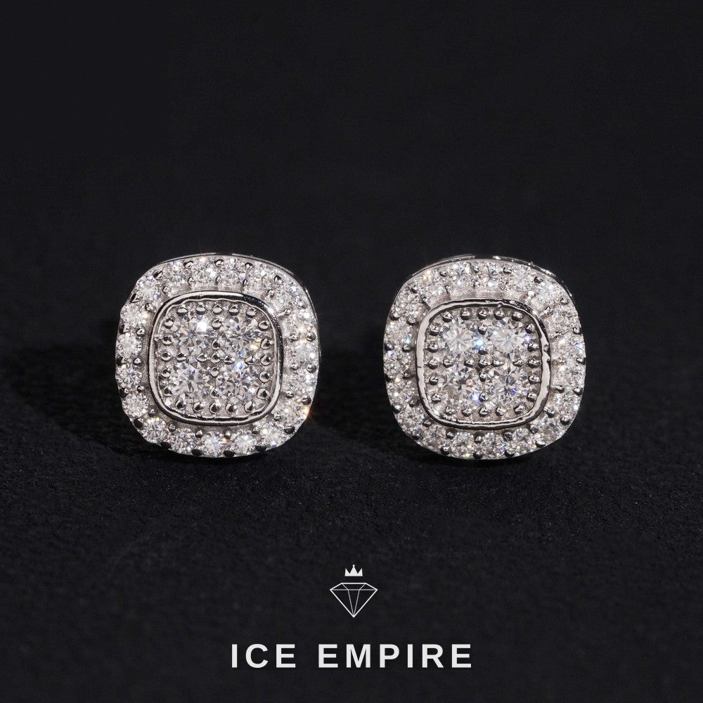 Iced Out Cluster 925 Silver Moissanite Stud Earrings