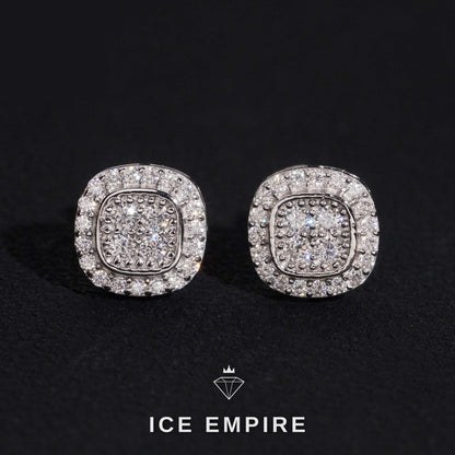 Iced Out Cluster 925 Silver Moissanite Stud Earrings