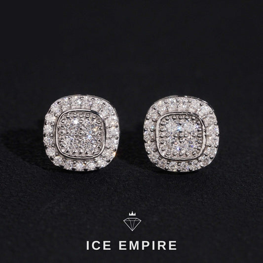 Iced Out Cluster 925 Silver Moissanite Stud Earrings