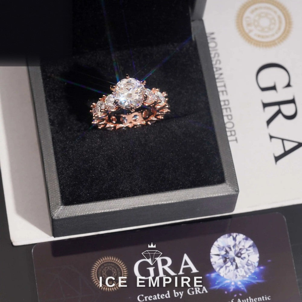 Iced Out Rose Gold Plated Moissanite Engagement Ring