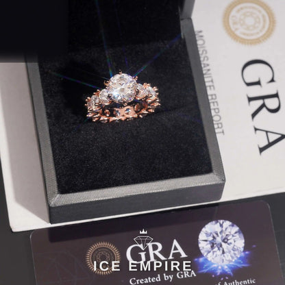 Iced Out Rose Gold Plated Moissanite Engagement Ring