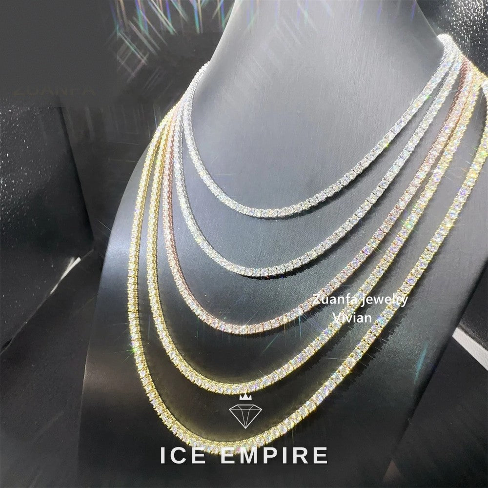 Iced Out Rose Gold Plated Moissanite Tennis Chain
