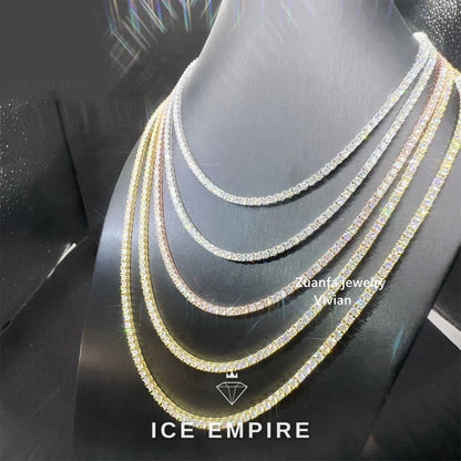 Iced Out Rose Gold Plated Moissanite Tennis Chain