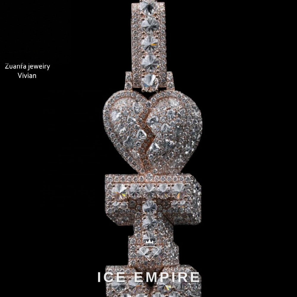 Iced Out Cross 925 Silver Moissanite Pendant