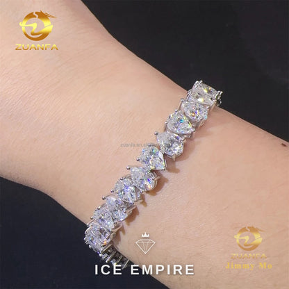 Iced Out Cluster 925 Silver Moissanite Tennis Chain