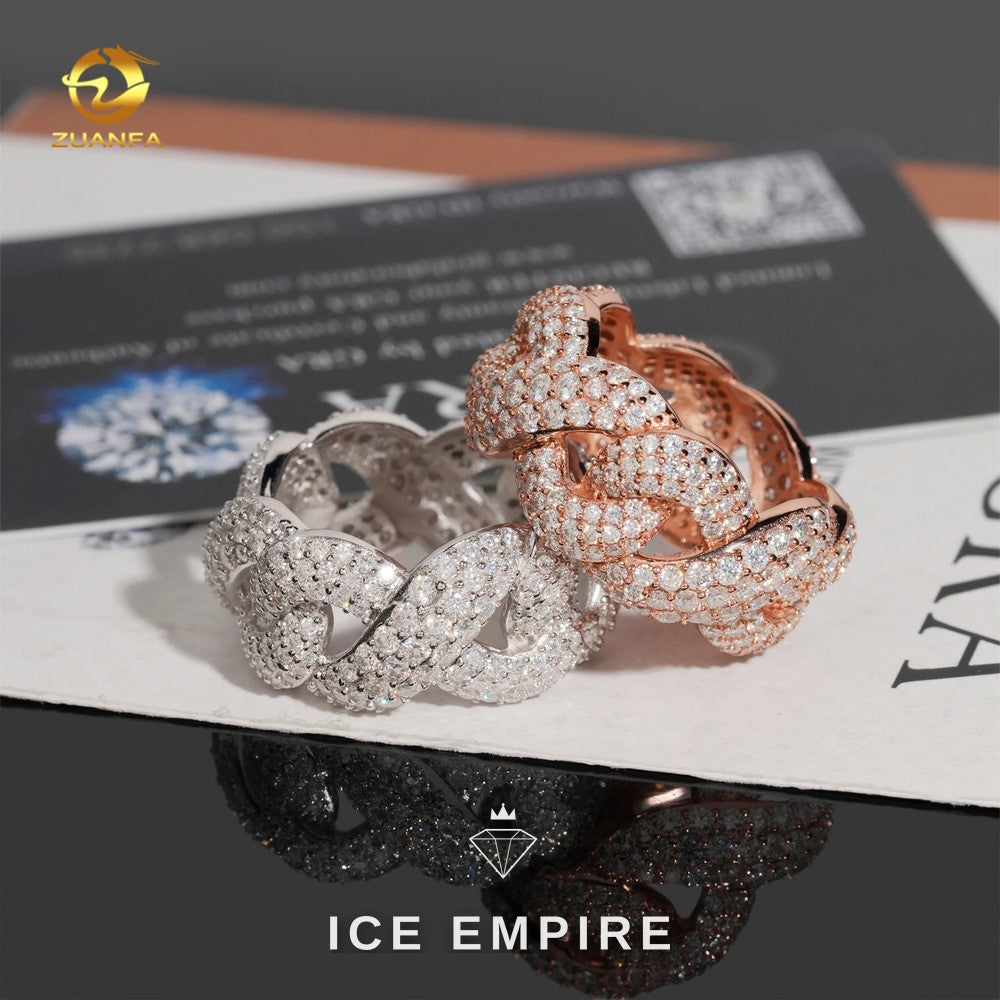Iced Out Rose Gold Moissanite Cuban Chain