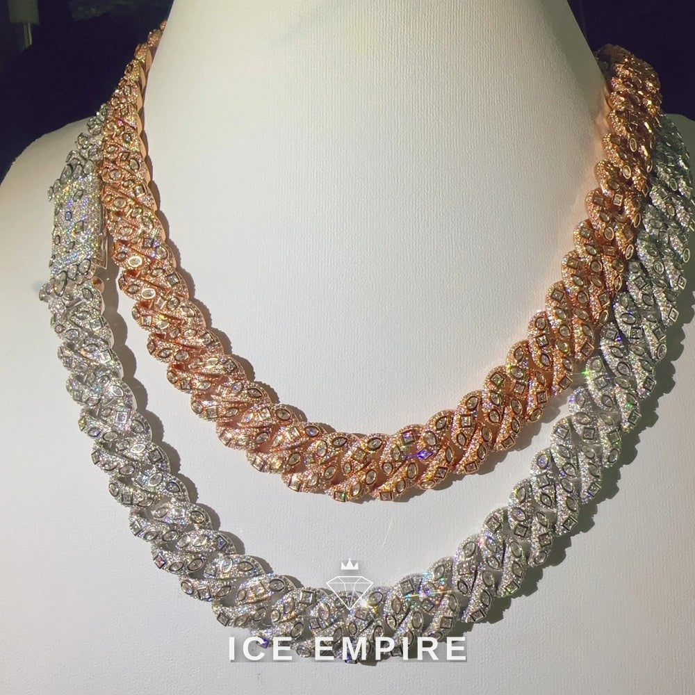 Iced Out Rose Gold Plated Moissanite Cuban Chain