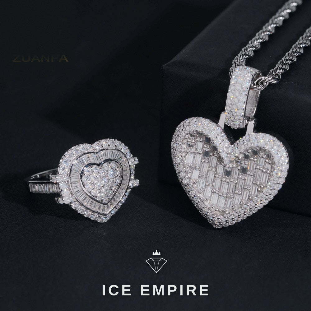 Iced Out Heart Rose Gold Plated Pendant