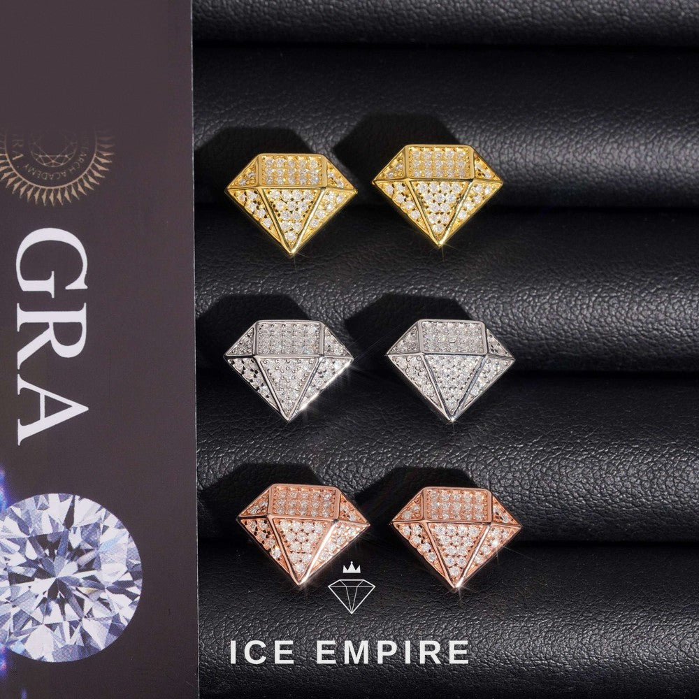 Iced Out 14K Gold Moissanite Earrings