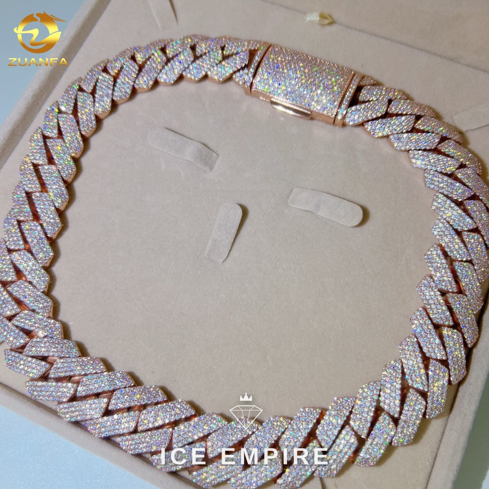 Iced Out Rose Gold Plated Moissanite Cuban Chain