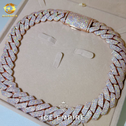 Iced Out Rose Gold Plated Moissanite Cuban Chain