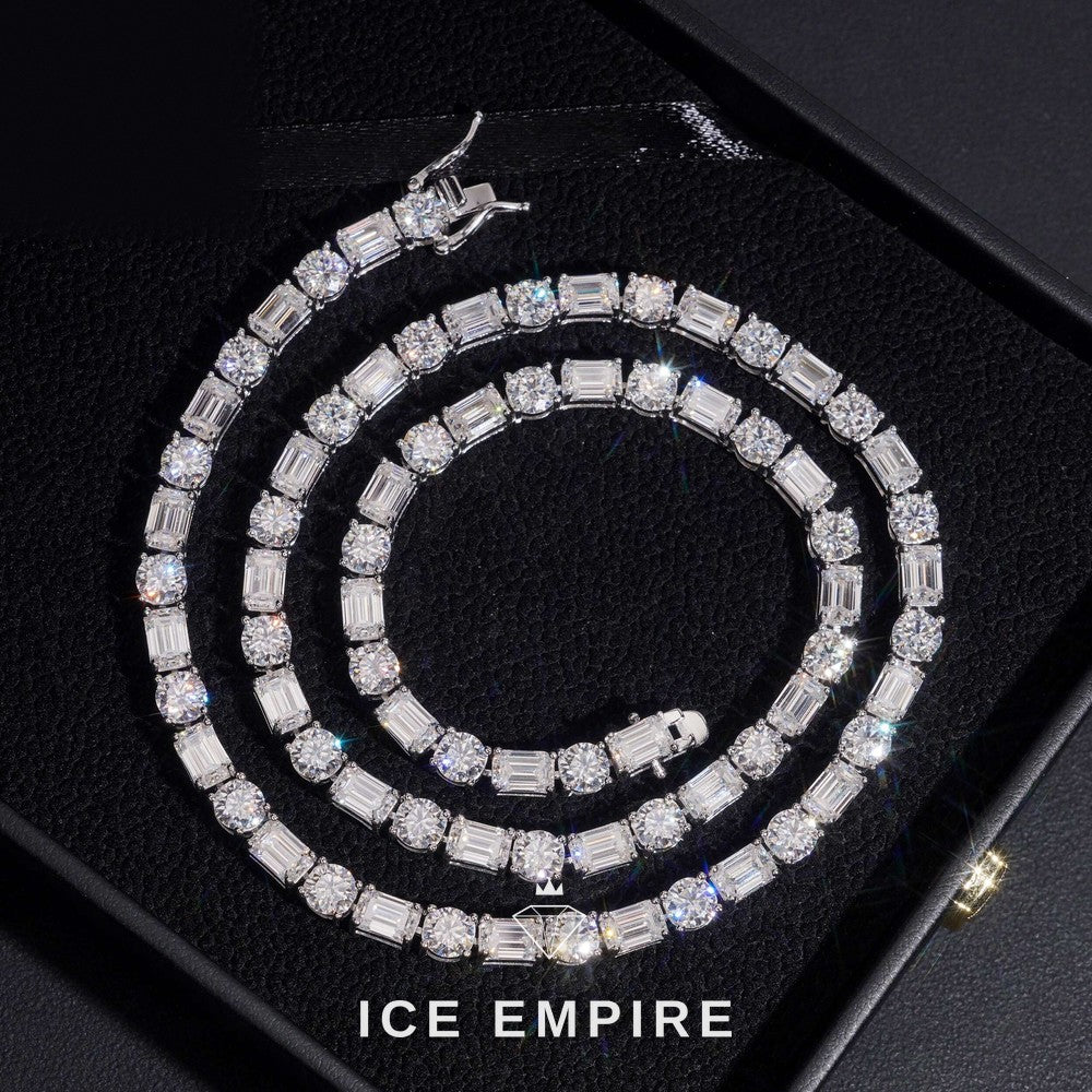 Iced Out 925 Silver Moissanite Tennis Chain