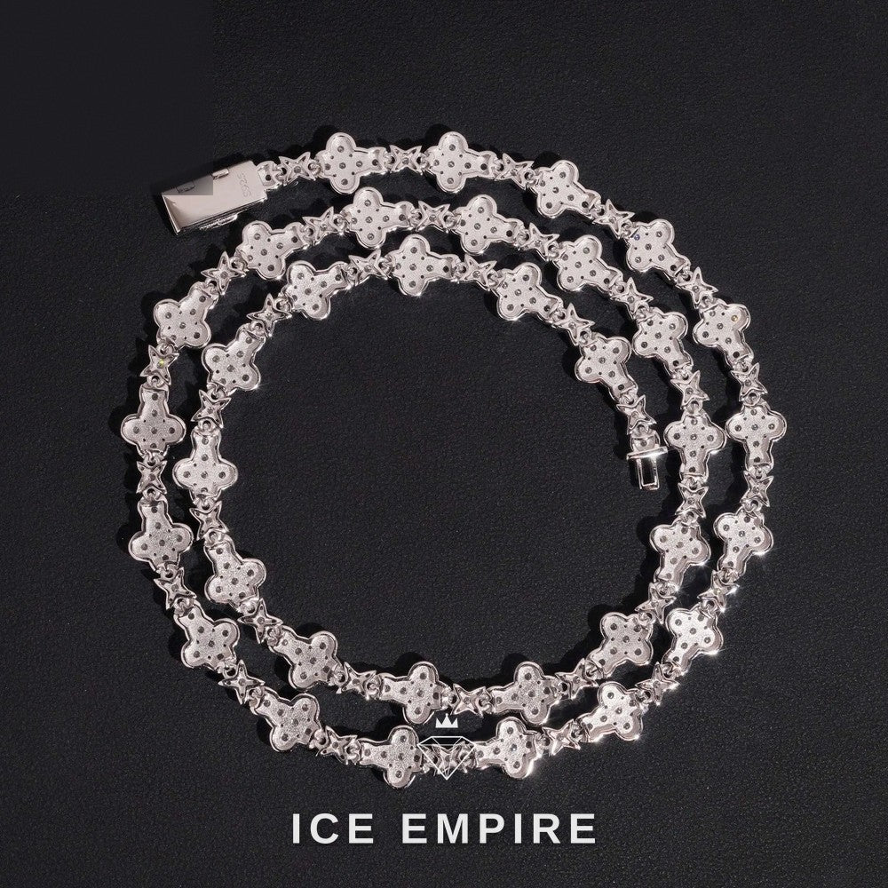 Iced Out Cross Rose Gold Plated Moissanite Cuban Chain
