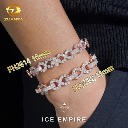 Iced Out Baguette Rose Gold Plated Moissanite Cuban Chain