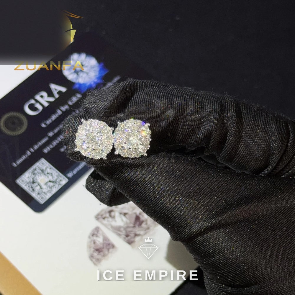 Iced Out Cluster 925 Silver Moissanite Earrings