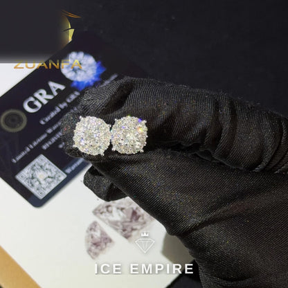 Iced Out Cluster 925 Silver Moissanite Earrings