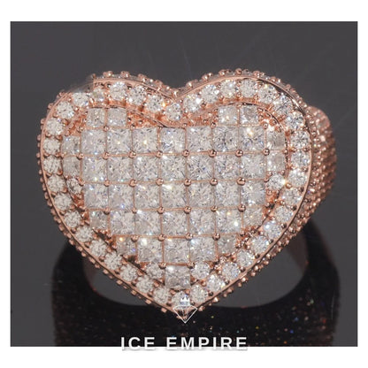 Iced Out Heart 925 Silver Moissanite Ring