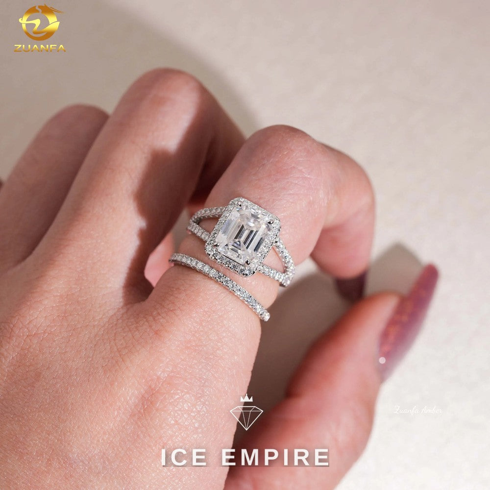 Iced Out 925 Silver Moissanite Wedding Band