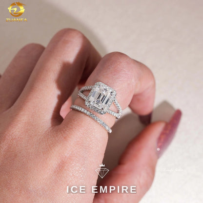 Iced Out 925 Silver Moissanite Wedding Band