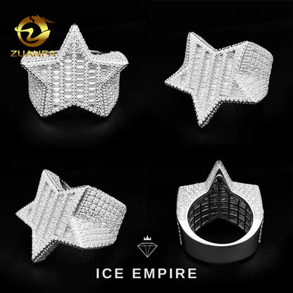 Iced Out 925 Silver Moissanite Ring