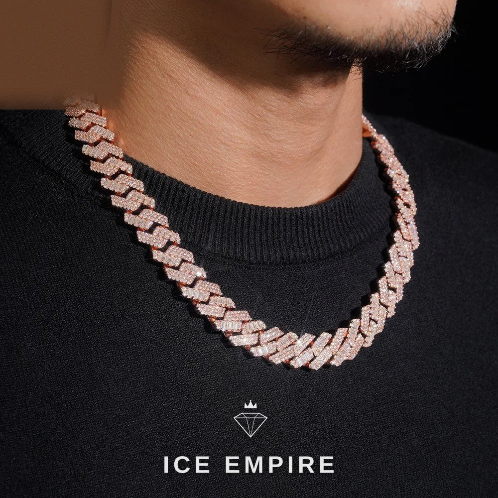 Iced Out Rose Gold Plated Moissanite Cuban Chain