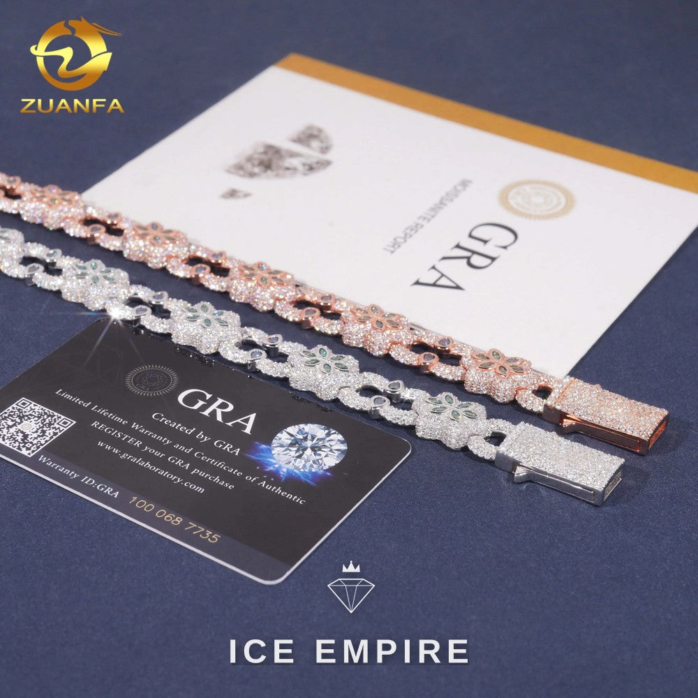 Iced Out 925 Silver Moissanite Cuban Chain