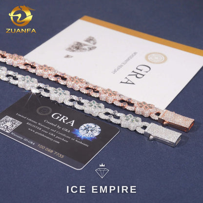 Iced Out 925 Silver Moissanite Cuban Chain