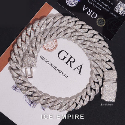Iced Out 14K Gold Moissanite Cuban Chain
