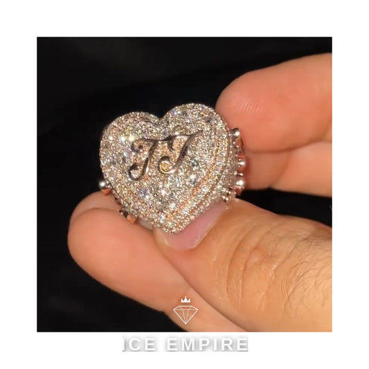Iced Out Heart Gold Plated Moissanite Ring