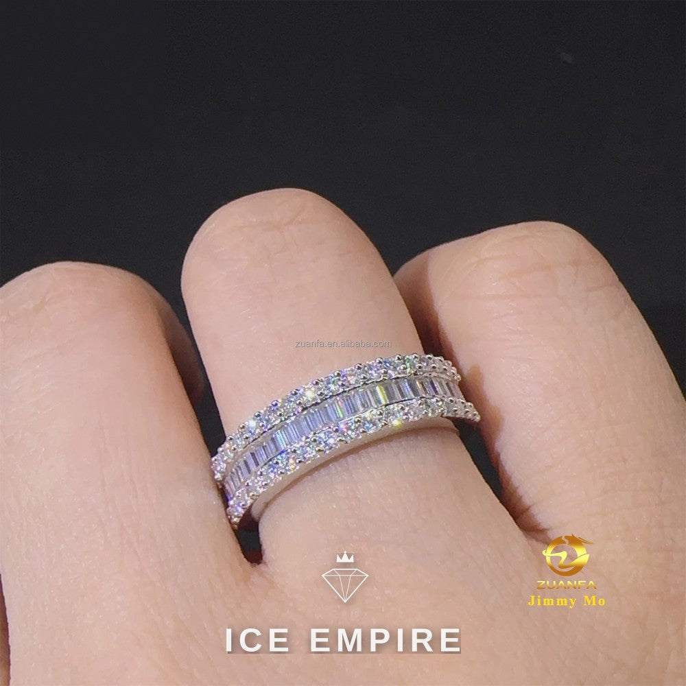 Iced Out Baguette Gold Plated Moissanite Ring