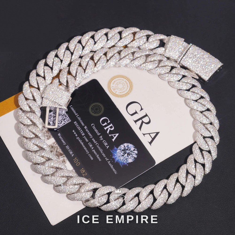 Iced Out Rose Gold Moissanite Cuban Chain