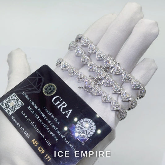 Iced Out Heart Rose Gold Plated Moissanite Cuban Chain