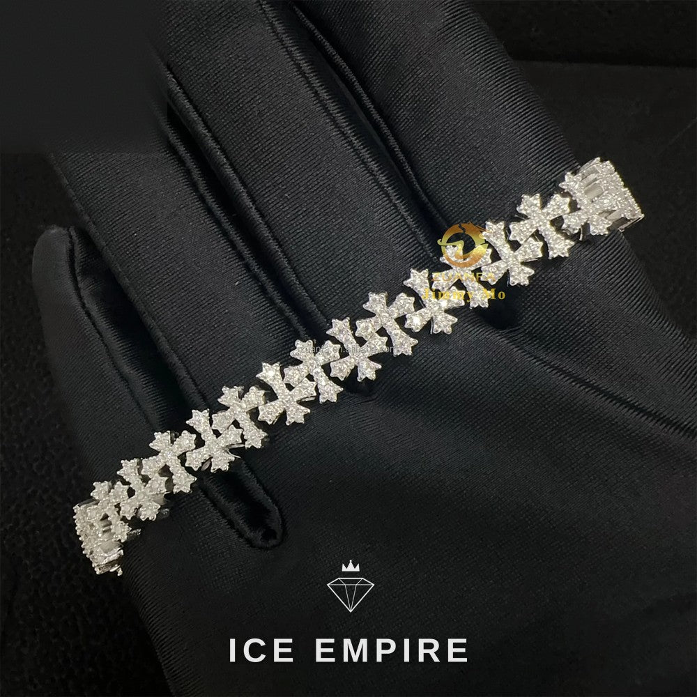 Iced Out Cross 925 Silver Moissanite Cuban Chain