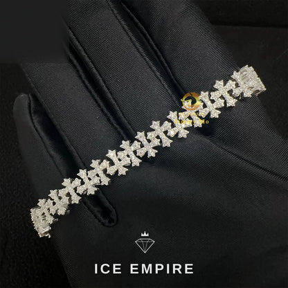 Iced Out Cross 925 Silver Moissanite Cuban Chain